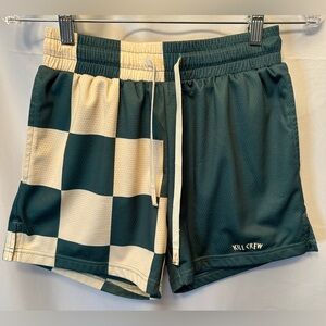 Kill Crew Muay Thai Shorts Unisex Size Small Green Cream Checkerboard Gym Mesh